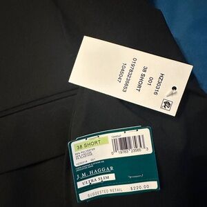 J.M. Haggar black ultra slim suit jacket NWT Size 38 Short Teen or Men’s NEW